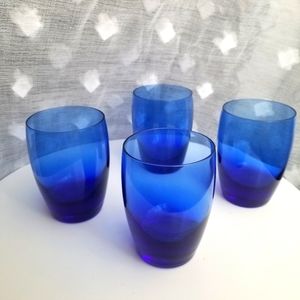 Set of 4 blue LUIGI BORMIOLI bar glasses
